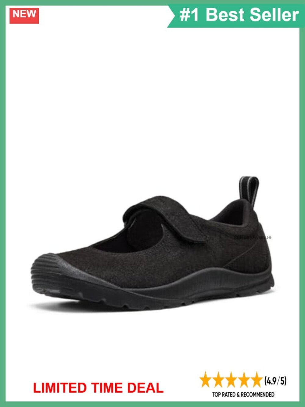 Mary Jane Flats Leather Slip-On Hook and Loop Comfort Casual Shoes